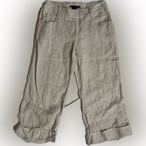 Willie Smith Linen Cuffed Capris. Embroidered on Cuffs. Womens Size 8